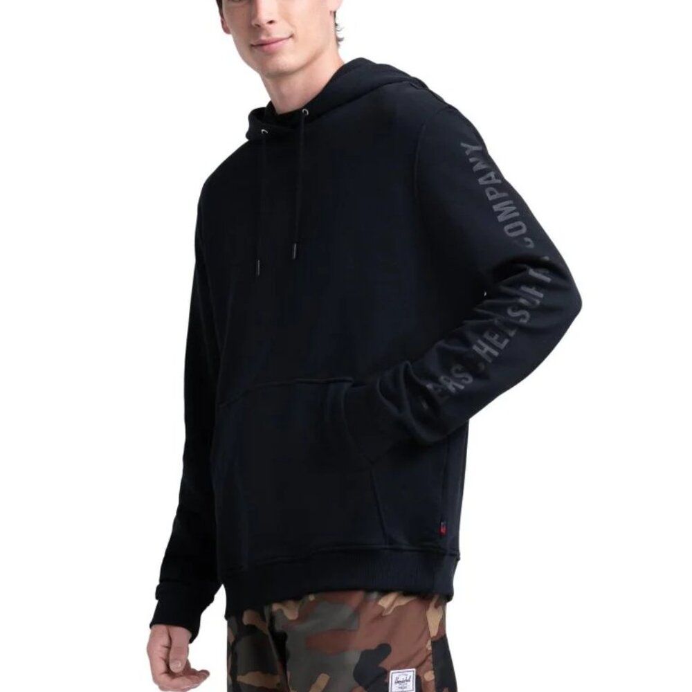 Herschel Sleeve Print Hoodie in Black